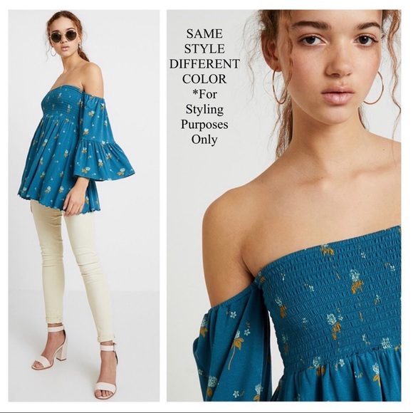 FREE PEOPLE BOHO FLOWY TUNIC TOP FLORAL BLOUSE A2C - Picture 8 of 16